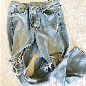 Ripped button fly jeans by Topshop Sz 28